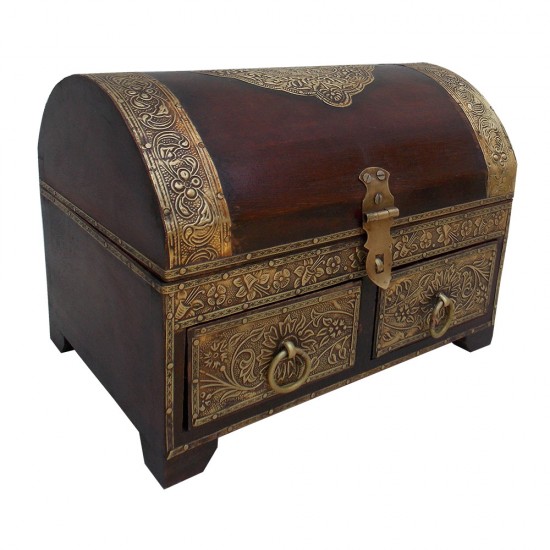 Treasure Box Galla - Polished Brown, Wood, Metal Trimmings Treasure Box Galla - Polished Brown, Wood, Metal Trimmings