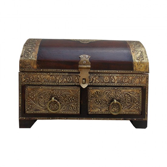 Treasure Box Galla - Polished Brown, Wood, Metal Trimmings