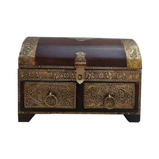 Treasure Box Galla - Polished Brown, Wood, Metal Trimmings Treasure Box Galla - Polished Brown, Wood, Metal Trimmings