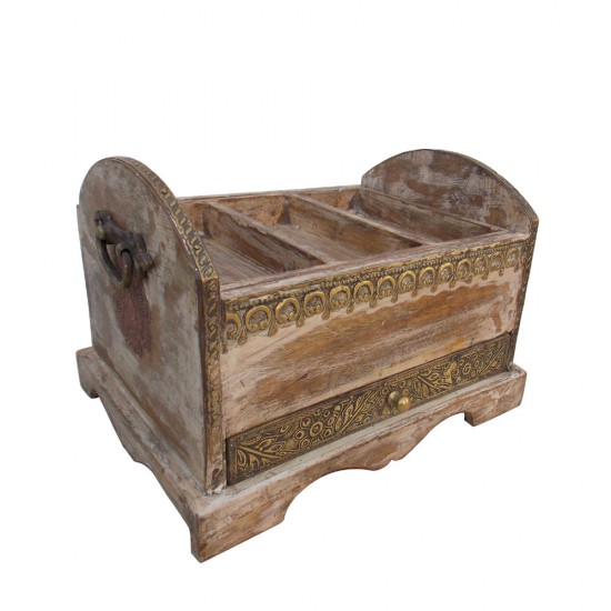Distressed White Box Partitioned Lid - Case of Curiosities. Distressed White Box Partitioned Lid - Case of Curiosities.