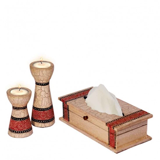 Candle Stands and Tissue Box Combo from Elegant Paisley Collection Candle Stands and Tissue Box Combo from Elegant Paisley Collection