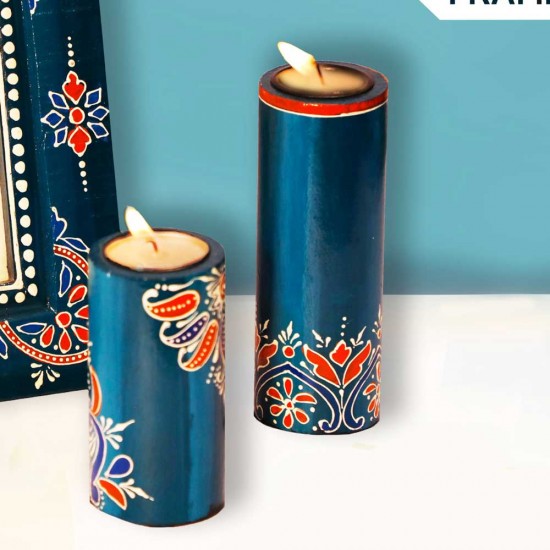 Candle Stand Cylindrical Set OfTwo (Collection- Flora On Sapphire) Candle Stand Cylindrical Set OfTwo (Collection- Flora On Sapphire)
