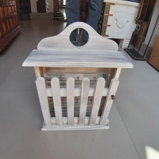 Picket Fence Inspired Distressed White Key Box Picket Fence Inspired Distressed White Key Box