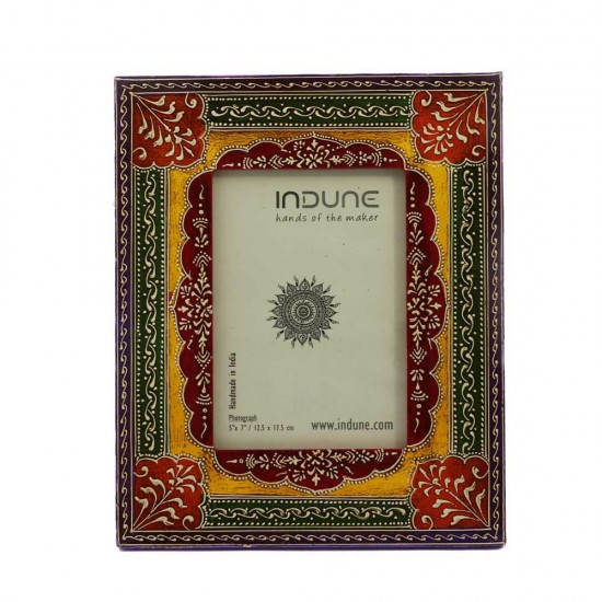Multicolored Wooden Photo Frame - Hand Painted 5 x 7 Inches Multicolored Wooden Photo Frame - Hand Painted 5 x 7 Inches