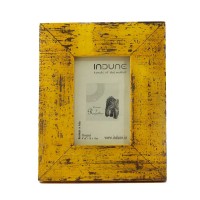 Wooden Photo Frame - Rough Distressed Yellow 4 x 6 Inches