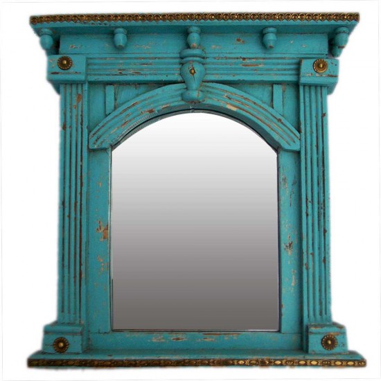 Wooden Mirror Frame - Distressed Blue