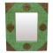 Wooden Mirror Frame - Distressed Green, Metal Art