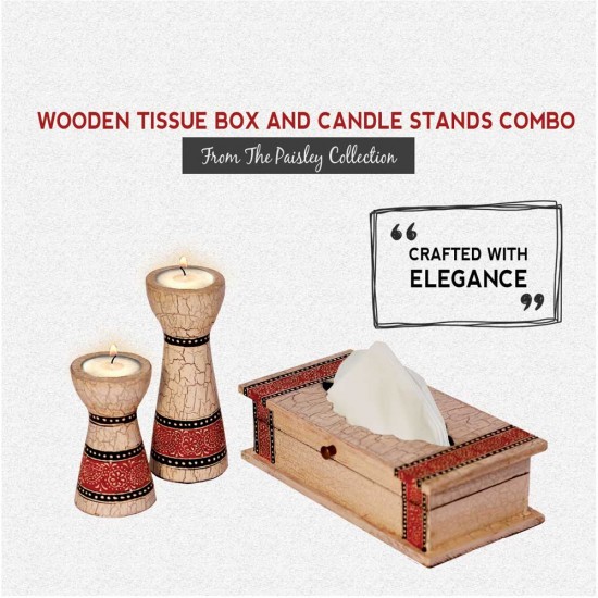 Candle Stands and Tissue Box Combo from Elegant Paisley Collection