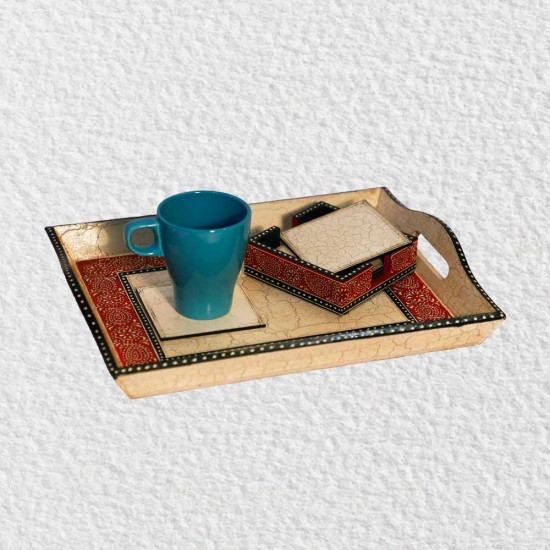 Tray and Coaster Set Combo from Elegant Paisley Collection