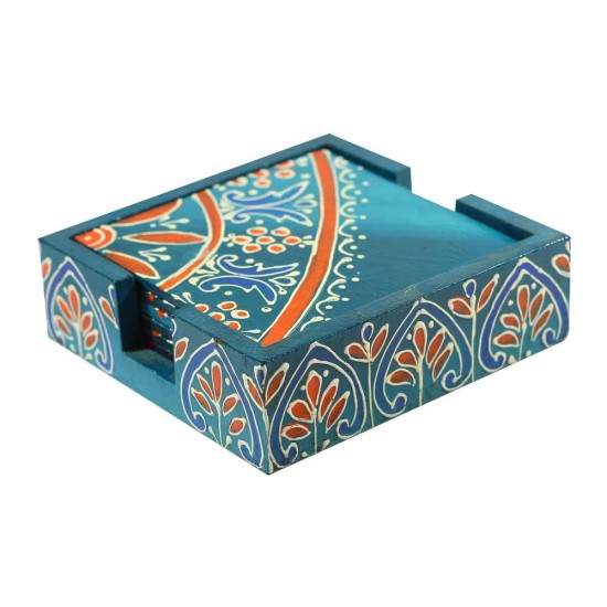 Coaster Set (Collection- Flora On Sapphire) Coaster Set (Collection- Flora On Sapphire)