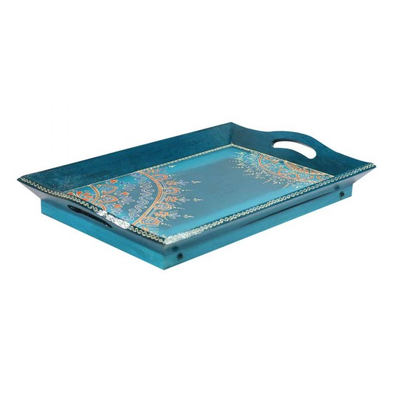 Tray With Stand (Collection- Flora On Sapphire) Tray With Stand (Collection- Flora On Sapphire)