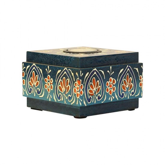 Square Candle Holder (Collection- Flora On Sapphire)