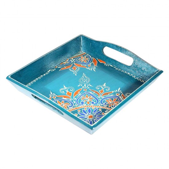 Tray Square Small (Collection- Flora On Sapphire)