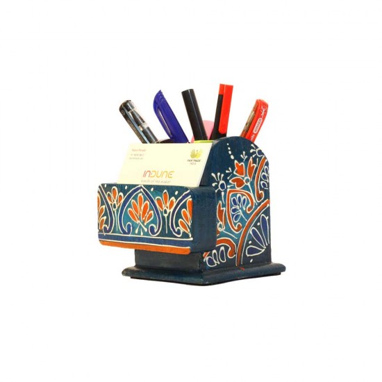 Pen And Visiting Card Holder (Collection- Flora On Sapphire) Pen And Visiting Card Holder (Collection- Flora On Sapphire)