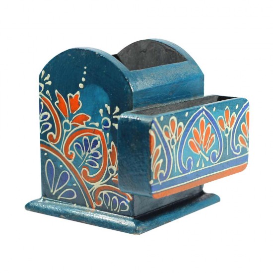 Pen And Visiting Card Holder (Collection- Flora On Sapphire) Pen And Visiting Card Holder (Collection- Flora On Sapphire)