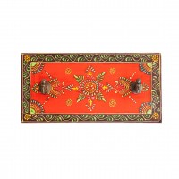 Handcrafted Key Hanger with Twin Brass Hooks Handcrafted Key Hanger with Twin Brass Hooks