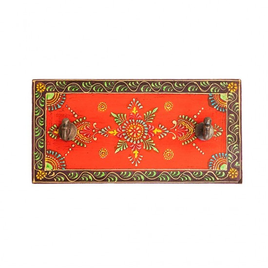 Handcrafted Key Hanger with Twin Brass Hooks Handcrafted Key Hanger with Twin Brass Hooks