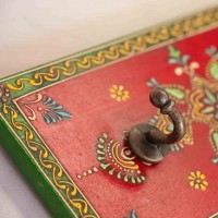 Handcrafted Key Hanger with Twin Brass Hooks Handcrafted Key Hanger with Twin Brass Hooks