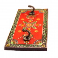 Handcrafted Key Hanger with Twin Brass Hooks Handcrafted Key Hanger with Twin Brass Hooks
