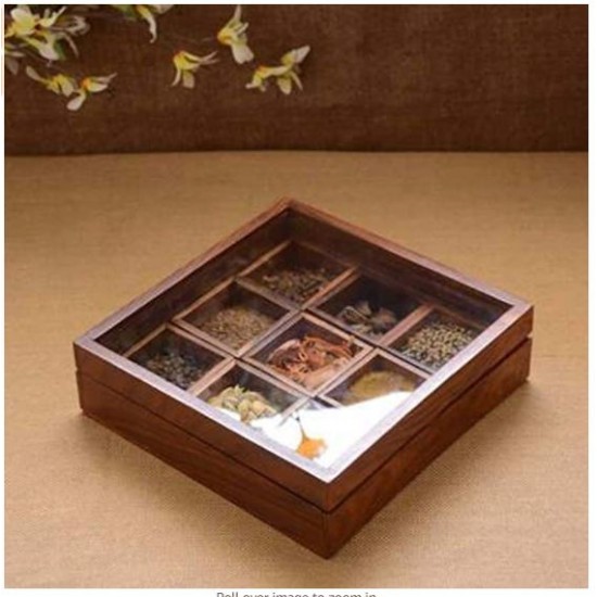 Sheesham Wood Spice Box Container - Spice Masala Box Holder