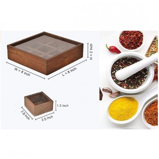 Sheesham Wood Spice Box Container - Spice Masala Box Holder