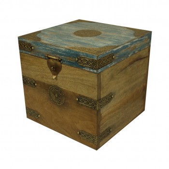 Wooden Square Box - Distressed Blue 12x12x12
