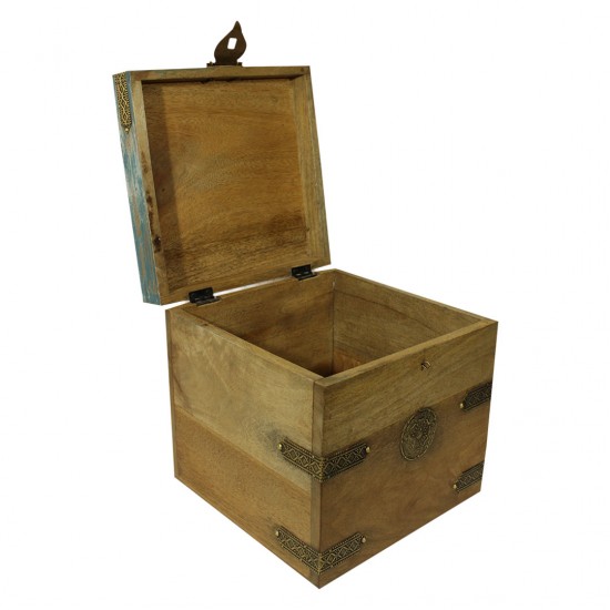 Wooden Square Box - Distressed Blue 12 x 12 x 12 Inches Wooden Square Box - Distressed Blue 12 x 12 x 12 Inches