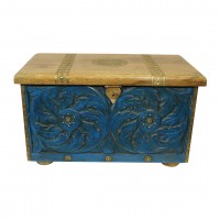 Wooden Treasure Box - Pitara Dark Blue 22 x 12 x 13 Inches