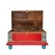 Blue-Red Wooden Treasure Box with Embossed Brass Art Blue-Red Wooden Treasure Box with Embossed Brass Art