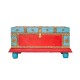 Blue-Red Wooden Treasure Box with Embossed Brass Art Blue-Red Wooden Treasure Box with Embossed Brass Art