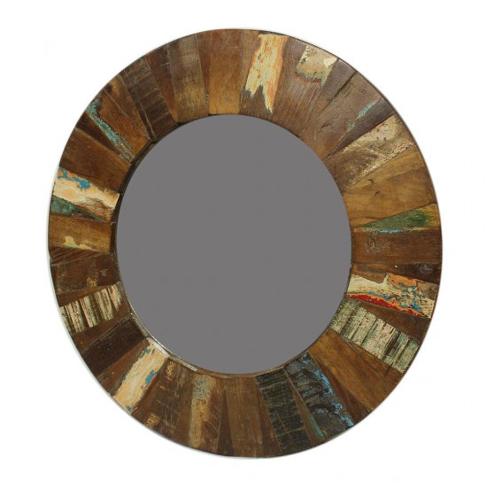 Reclaimed Wood Round Mirror Frame