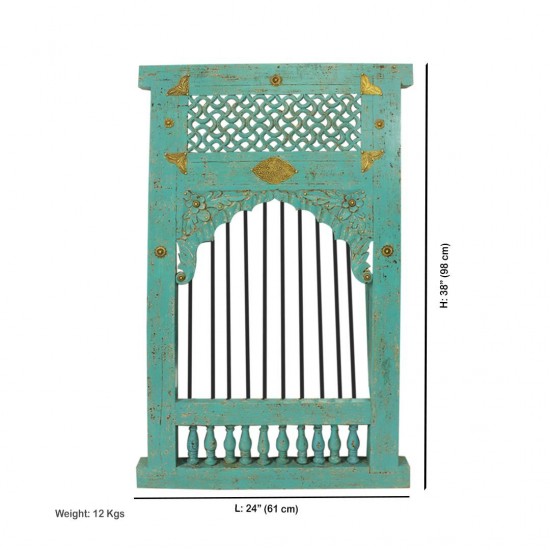 Mehrab Mirror Frame with Jaali - Distressed Blue