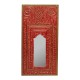 Distressed Red Wooden Wall Piece with Mirror