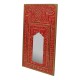 Distressed Red Wooden Wall Piece with Mirror