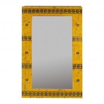 Distressed Yellow Wooden Mirror