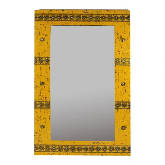 Distressed Yellow Wooden Mirror