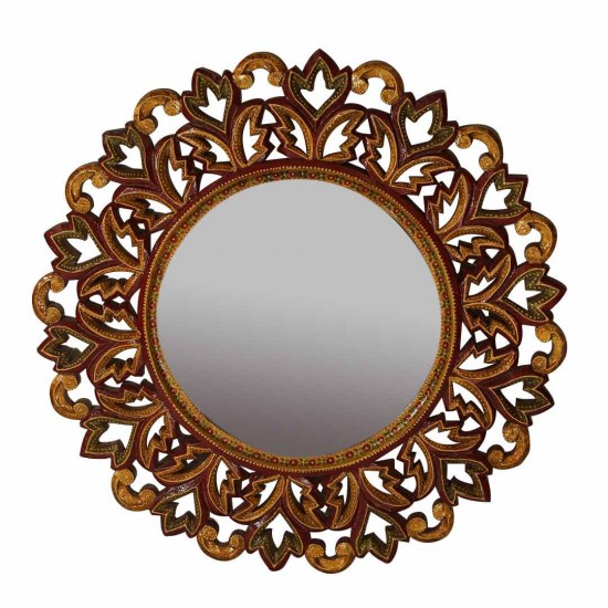 Traditionally Painted and Designed Round Wall Mirror