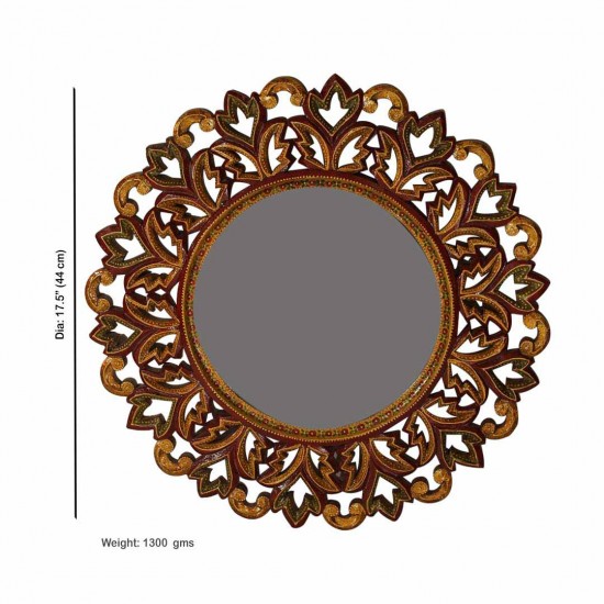 Traditionally Painted and Designed Round Wall Mirror