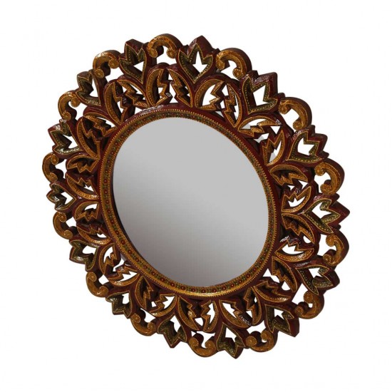 Traditionally Painted and Designed Round Wall Mirror