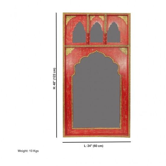 Mehrab Mirror Frame - Distressed Red