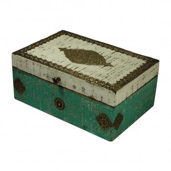 Distressed Box White & Bluish Green