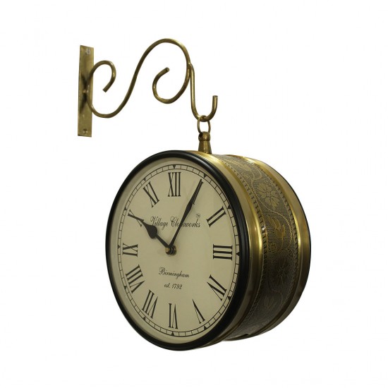 Railway Clock - Brass Look (Dia 8 inch)