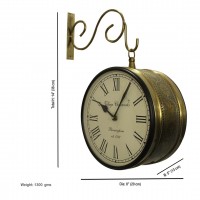 Railway Clock - Brass Look (Dia 8 inch)