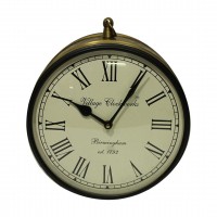 Railway Clock - Brass Look (Dia 8 inch)