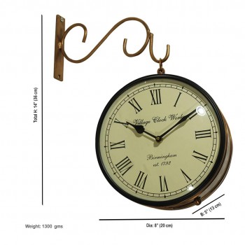 Railway Clock - Copper Look (Dia 8 inch)
