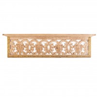 Distressed White Wall Shelf with Brass Art