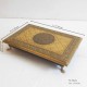 Floral Motif Embossed Brass Chowki 8x12 inches