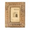 Natural Wood Photo Frame with embossed white coneart and beads