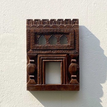 Dark wooden polish small Jharokha Frame with Tibari