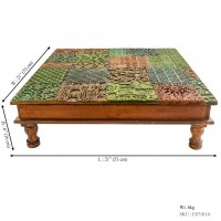 Wooden Pooja Chorang with Print Block Motif Top